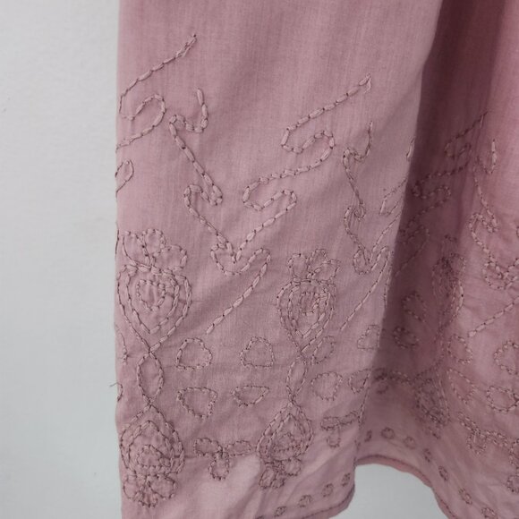6 MERONA knee length SKIRT lined embroidered pink mauve 100% cotton dusty rose - Picture 7 of 9